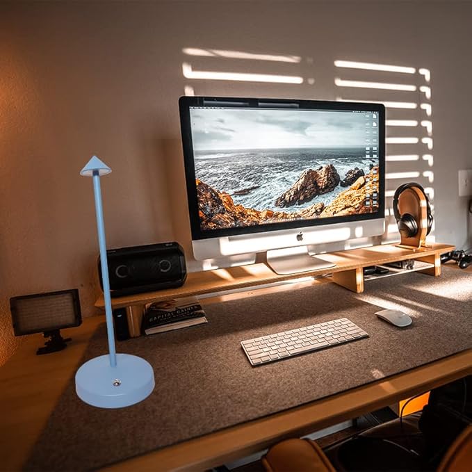 Cordless Table Lamps,Rechargeable Led Touch Bar Lamp,Portable Battery Desk Lamp,Brightness Dimmable Small Table Lamps,Minimalist Design,for Living Room/Restaurant/Couple Dinner/(Blue) - LeafyLoom