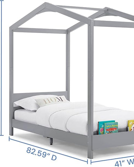 Delta Children Poppy House Wood Twin Bed, Platform Bed - No Box Spring Needed, Grey - LeafyLoom