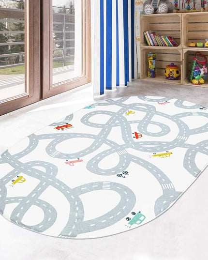 LIVEBOX Road Traffic Kids Play Area Rug 3'x5' Washable Playroom Educational & Fun with Cars and Toys Non-Slip Children Nursery Rugs for Living Room Bedroom Classroom Entryway Kids Tent - LeafyLoom