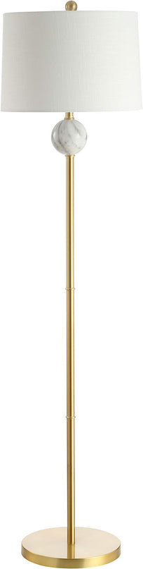 JONATHAN Y JYL1093A Vaughn 60" Modern Metal/Resin LED Floor Lamp Classic,Glam,Transitional for Bedrooms, Living Room, Office, Reading, BrassGold/White - LeafyLoom