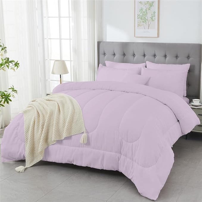 3 Piece Solid Color All Season Bedding Comforter Set Microfiber Soft Lightweight Bedding Set for Kids Teens Adults Room Decor with 1 Comforter and 2 Pillowcases Full - LeafyLoom