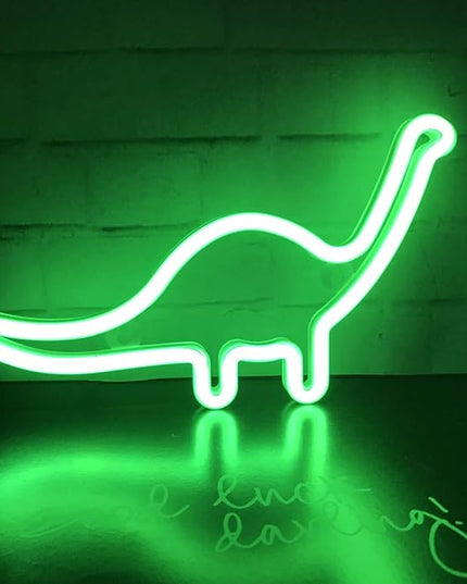 QiaoFei Dino Neon Light Sign, Dinosaur Decor Lamp Wall Art Sign for Kids Gift Battery or USB Operated Table LED Night Lights for Girls Bedroom,Living Room,Christmas,Party,Home Accessories - LeafyLoom