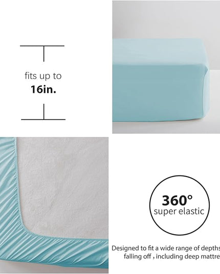 Anluoer King Comforter Set, Sky Blue Tufted Bed in a Bag 7 Pieces with comforters and sheets, All Season Bedding Sets with 1 Comforter, 2 PillowShams, 2 Pillowcases, 1 Flat Sheet, 1 Fitted Sheet - LeafyLoom
