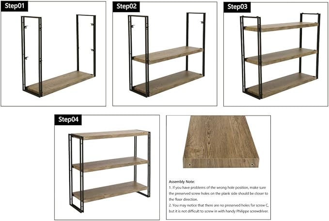 3 Tier Bookshelf Rustic Industrial Bookcase with Modern Open Wood Shelves, Sonoma Oak - LeafyLoom