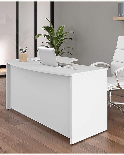 Bush Business Furniture Studio C 60W x 43D Right Hand L-Bow Desk Shell in White - LeafyLoom