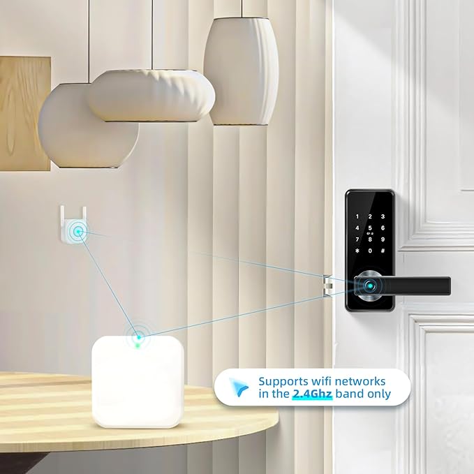Wi-Fi Gateway Remotely Control Smart Fingerprint Door Lock with TT Lock App, Gateway Smart Hub Compatible with Alexa Voice Control,Electronic Lock Assemblies by Nyboer Nyboer