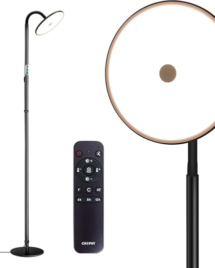chiphy Floor Lamp, 76'' Tall Lamp, 40W 3500LM 30000Lux Super Bright Floor Lamps for Living Room, Dimmable 2300K-6500K Adjustable Gooseneck with Remote Control Floor Lamp for Bedroom Reading Office - LeafyLoom