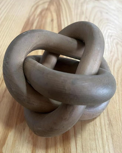 Wood Knot Decor -Coffee Table Decor Shelf Decor Table Books Hand Carved Home Decoration Boho Country Rustic Modern Shabby Chic Style Decor 3 Link Wooden Knot Chain Link Decor (Brown) - LeafyLoom
