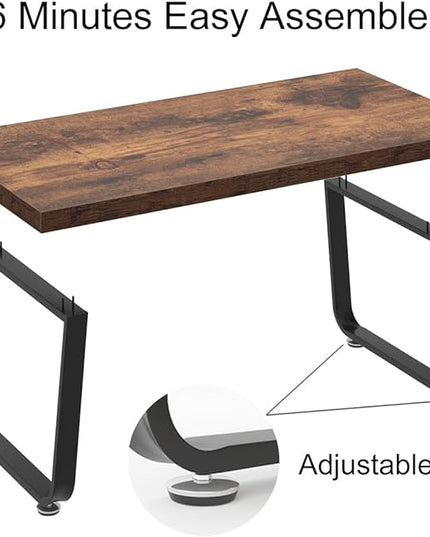 HSH Wooden Coffee Table, Industrial Rectangle Center Table, Modern Minimalist Coffee Table for Living Room, Farmhouse Wood and Metal Cocktail Tea Table for Bedroom Home Office, Rustic Brown, 47 in - LeafyLoom
