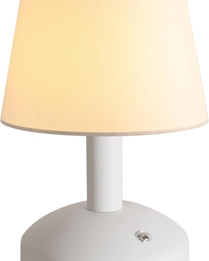 KDG Modern Cordless Small Table Lamp, Portable LED Fabric Shade Desk Lamps, 5000mAh Rechargeable Battery Operated Lighting for Bedroom, Bedside, Bar, Living Room, Dining Room, Night Light(White) - LeafyLoom