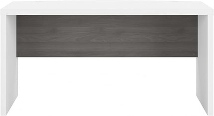 Bush Business Furniture Echo Bow Front Desk, 60W, Pure White and Modern Gray - LeafyLoom