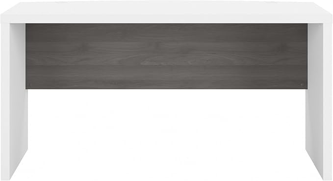 Bush Business Furniture Echo Bow Front Desk, 60W, Pure White and Modern Gray - LeafyLoom