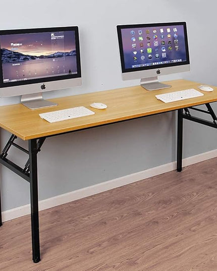 Computer Desk,62" Modern Simple Style Folding Tables,Home Office Writing Desk, Space Saving Foldable Table, No Install Needed - LeafyLoom