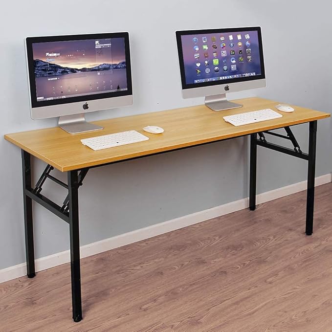Computer Desk,62" Modern Simple Style Folding Tables,Home Office Writing Desk, Space Saving Foldable Table, No Install Needed - LeafyLoom