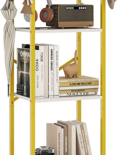 YMYNY Bookshelf, 5-Tier Ladder Shelf Organizer, Narrow Shelving Unit, Corner Storage Racks, Large Capacity Bookcase, for Home Office Living Room Balcony Bathroom, 57.7" H, Metal Frame,HBC005W - LeafyLoom
