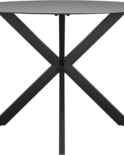 CosmoLiving by Cosmopolitan 88289BGYE Circi Collection Dining Table with Glass Top, Charcoal - LeafyLoom