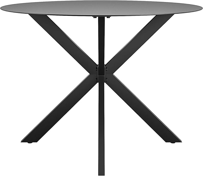 CosmoLiving by Cosmopolitan 88289BGYE Circi Collection Dining Table with Glass Top, Charcoal - LeafyLoom