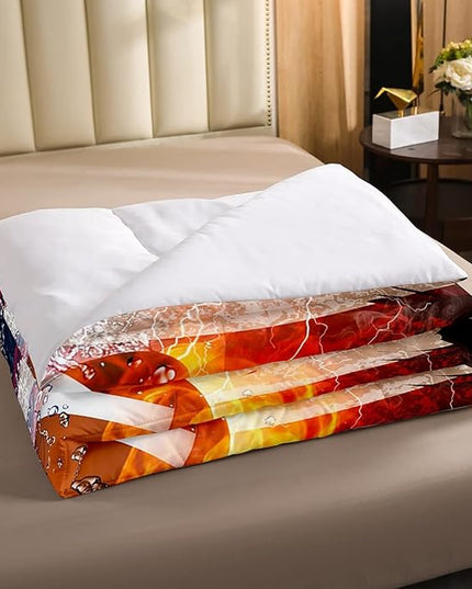 Boys American Football Comforter Set, United States Flag Down Comforter Full Size, Soccer Sports Games Bedding Set for Kids Teens Adult Men, Geometric Stripes Retro Duvet Sets, Blue White and Red - LeafyLoom