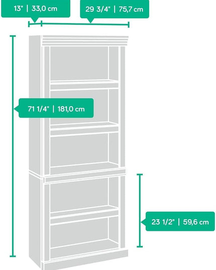 Sauder Heritage Hill Library/Book shelf, L: 29.80" x W: 12.99" x H: 71.26", Classic Cherry finish - LeafyLoom