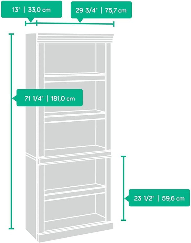 Sauder Heritage Hill Library/Book shelf, L: 29.80" x W: 12.99" x H: 71.26", Classic Cherry finish - LeafyLoom