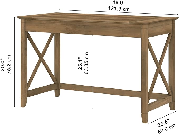 Bush Furniture Key West 48W Writing Desk in Reclaimed Pine - LeafyLoom