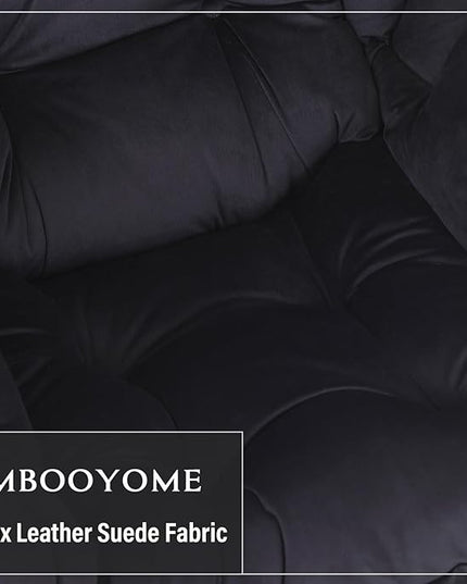 Lazy Chair with Ottoman, Modern Accent Chair Contemporary Lounge Leisure Upholstered Sofa Chair Set with Armrests, Reading Chair for Living Room, Bedroom, Office, Black - LeafyLoom