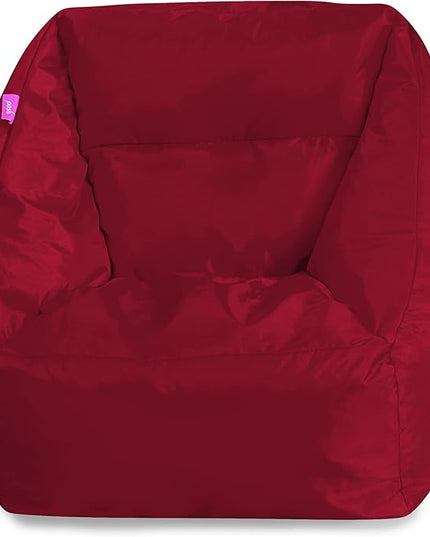 Posh Creations Structured Comfy Bean Bag Chair for Gaming, Reading, and Watching TV, Coronado Chair, Microsuede - Red - LeafyLoom