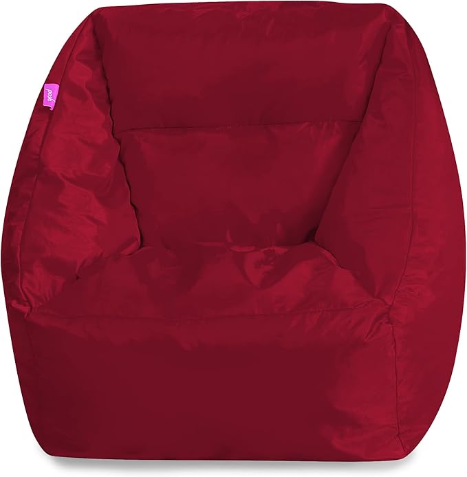 Posh Creations Structured Comfy Bean Bag Chair for Gaming, Reading, and Watching TV, Coronado Chair, Microsuede - Red - LeafyLoom