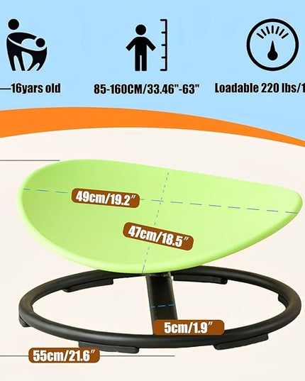 Autism Kids Swivel Chair,Spin Sensory Chair,Kids Spinning Chair,Sit Spin Training Body Coordination,Metal Base Non-Slip Small Desk Chair (Green) - LeafyLoom