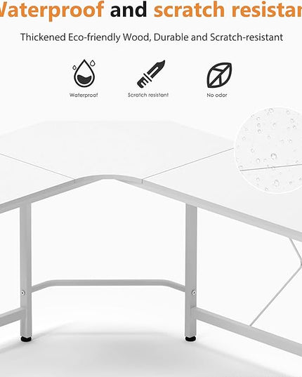 soges L Shaped Desk, 59inch L Desk Computer Corner Desk, Gaming Desk, Home Office Writing Desk, Space-Saving Workstation Desk, White - LeafyLoom