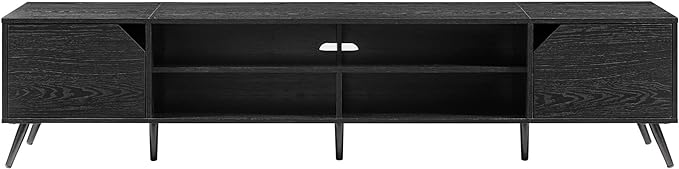 Walker Edison Nora Modern Minimal Open-Shelf Stand for TVs up to 90 Inches, 80 Inch, Black - LeafyLoom