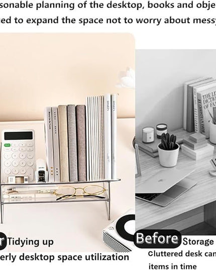 Acrylic Desktop Bookshelf, Detachable Bookcase, Clear Book Organizer, Book/CD/Magazine Rack for Office/Study Room Library/Home (Clear, 12.6") - LeafyLoom