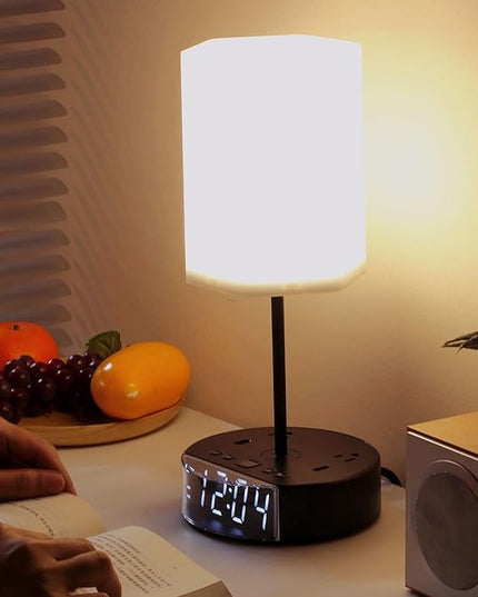 Touch Control Nightstand Light Bedside Table Lamp with USB C Charging Ports Alarm Clock 3 Way Dimmable Lamp for Bedroom Living Room Home… - LeafyLoom