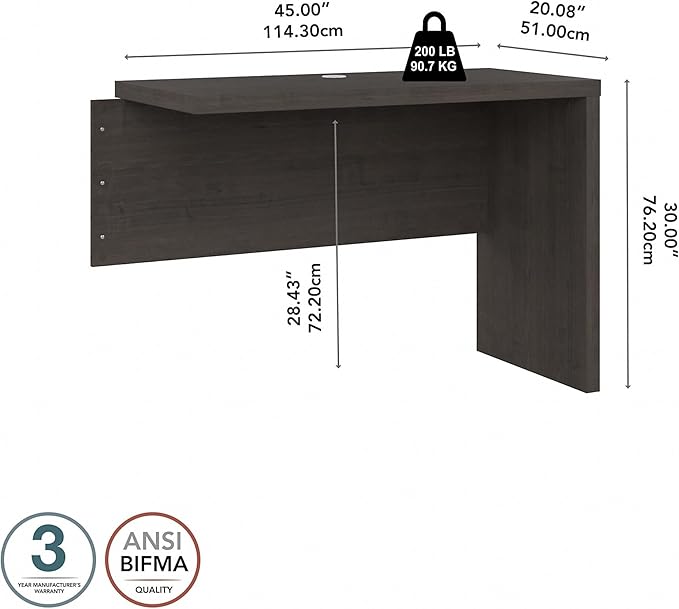 Bush Business Furniture Echo Desk Return/Bridge, Charcoal Maple - LeafyLoom