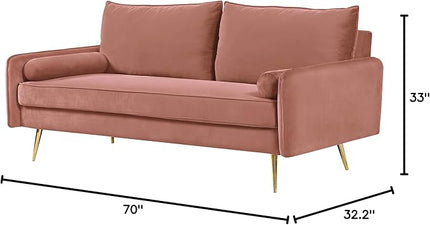 Kent Modern Sofa, European Style Velvet Living Room Furniture with Tapered Legs, Vintage Flair, and Sleek Design, Rose - LeafyLoom