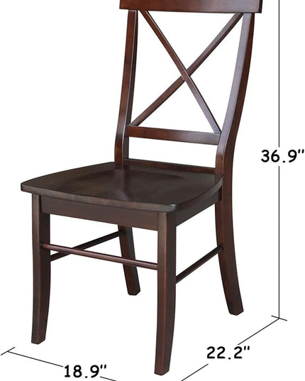 International Concepts X- Back Chair, with Solid Wood Seat, Java - LeafyLoom