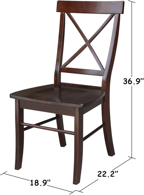International Concepts X- Back Chair, with Solid Wood Seat, Java - LeafyLoom