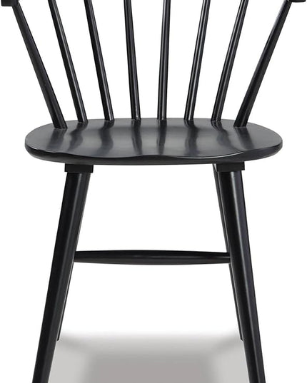 Signature Design by Ashley Otaska Modern Farmhouse Spindle Dining Chair, Set of 2, Black - LeafyLoom