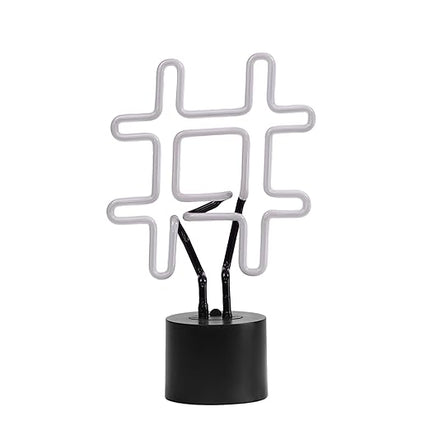Amped & Co Neon Hashtag Symbol Desk Light, Real Neon, White, Large 8 x 13 inches, Home Decor Neon Signs led lights, neon lights for bedroom wall decors - LeafyLoom