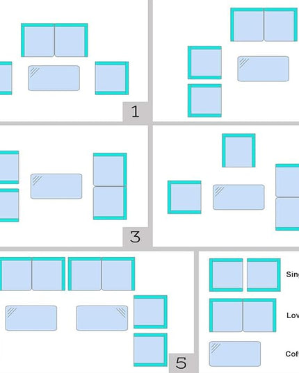 LUARANE 4-Piece Rattan Patio Furniture Set, Outdoor Wicker Sofa Couch Table Set, w/Thick Seat Cushions Tempered Glass Coffee Table, Conversation Set for Lawn Garden Poolside Backyard (Turquoise) - LeafyLoom
