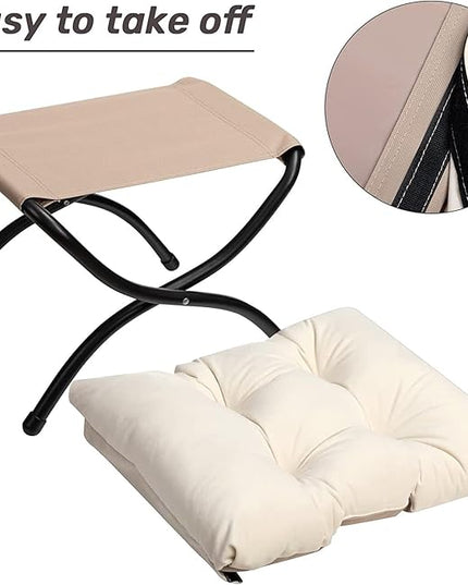 HollyHOME Fabric Lazy Chair with Foldable Ottoman, Accent Comfy Lounge Arm Chair and Folding Footrest Stool Set, Leisure Sofa Reading Chair and Footstool for Living Room, Bedroom, Dorm, Beige - LeafyLoom