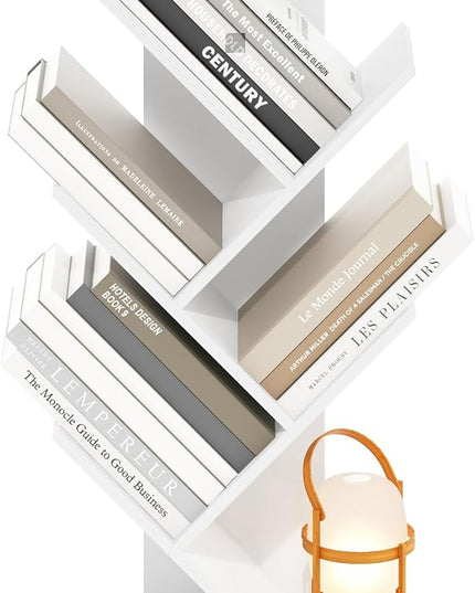Furinno Tree Bookshelf 5-Tier Floor Standing Tree Bookcase, White - LeafyLoom