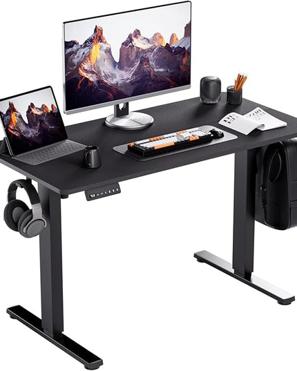 Motorized Standing Desks, Electric Stand Up Desk with Ultra Stable Construction and Cable Management,adjustable Height Desk with Memory Preset Design for Home Office Use 48x24 in Black - LeafyLoom