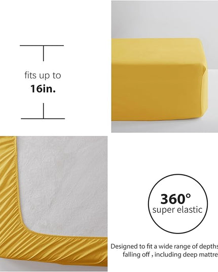 Anluoer Twin Comforter Set, Mustard Yellow Tufted Bed in a Bag 5 Pieces with comforters and sheets, All Season Bedding Sets with 1 Comforter, 1 PillowShams, 1 Pillowcases, 1 Flat Sheet, 1 Fitted Sheet - LeafyLoom