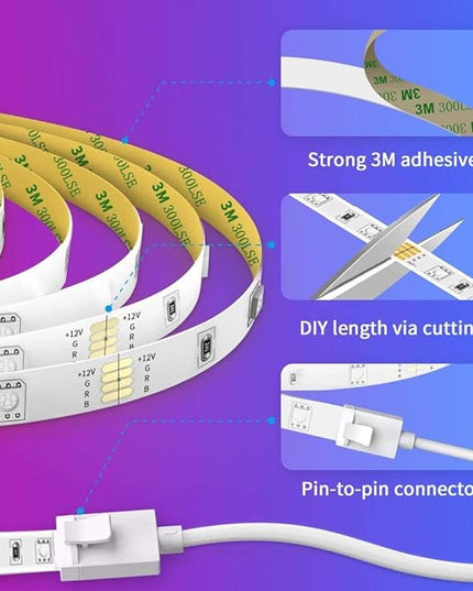 Govee Smart LED Strip Lights, 16.4ft WiFi LED Strip Lighting Work with Alexa and Google Assistant, 16 Million Colors with App Control and Music Sync LED Lights for Bedroom, Home Decor Govee