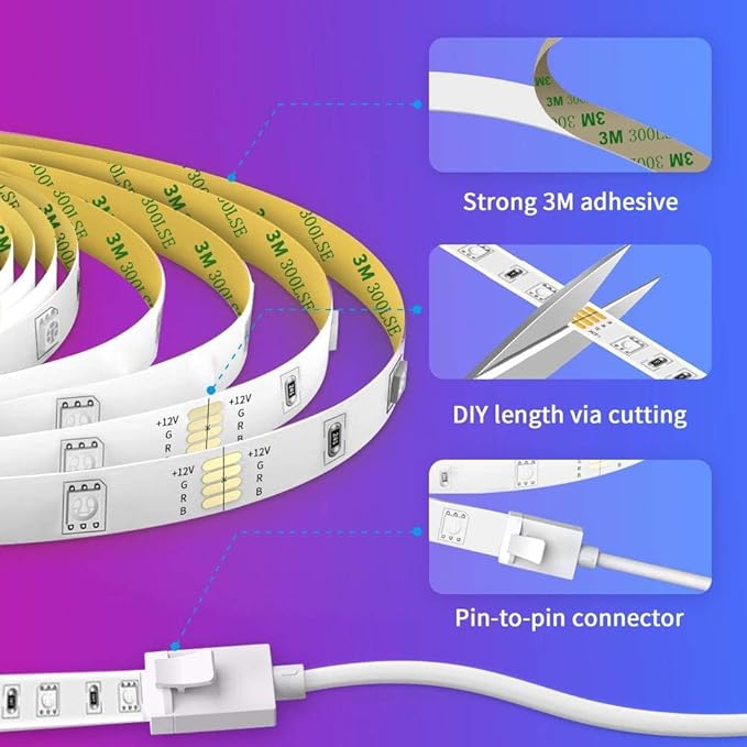 Govee Smart LED Strip Lights, 16.4ft WiFi LED Strip Lighting Work with Alexa and Google Assistant, 16 Million Colors with App Control and Music Sync LED Lights for Bedroom, Home Decor Govee