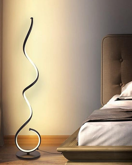 LED Lamp with Remote Control and Foot Switch 53in Modern, Living Room Bright 48W Dimmable 3 Color Black Standing Lamp with 1H Timer Corner Floor Lamp for Office Bedroom - LeafyLoom