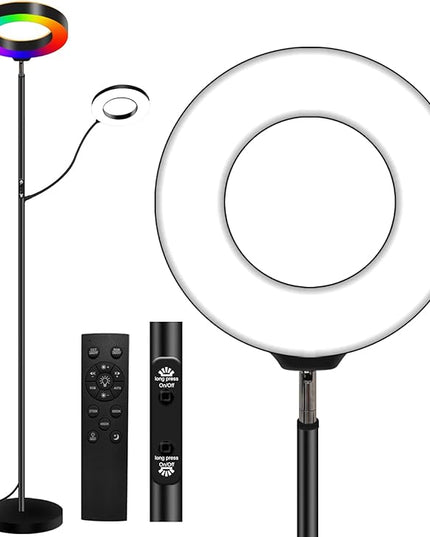 Floor Lamp for Living Room with 3 Color Temperatures,Super Bright Dimmable LED Lamps, Standing Lamp Tall with Remote Push Button, Adjustable Gooseneck Reading Lamp for Bedroom Office - LeafyLoom