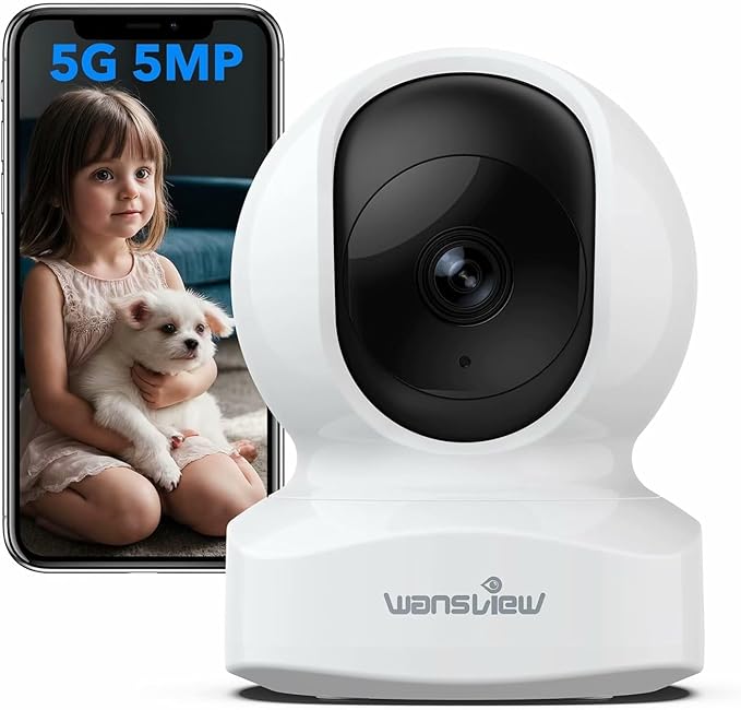 wansview Security Camera, IP Camera, WiFi Home Indoor Camera for Baby/Pet/Nanny, 2 Way Audio Night Vision, Compatible with Alexa, with TF Card Slot and Cloud, Q5 (White, 5MP) Wansview