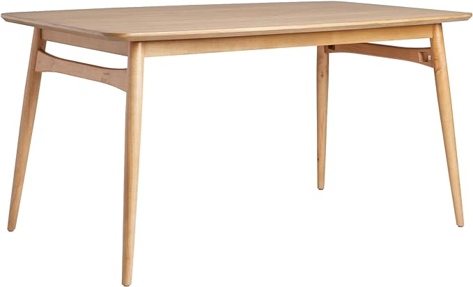 Walker Edison Mid-Century Modern Solid Wood Tapered-Leg Dining Table, 59 Inch, English Ash - LeafyLoom